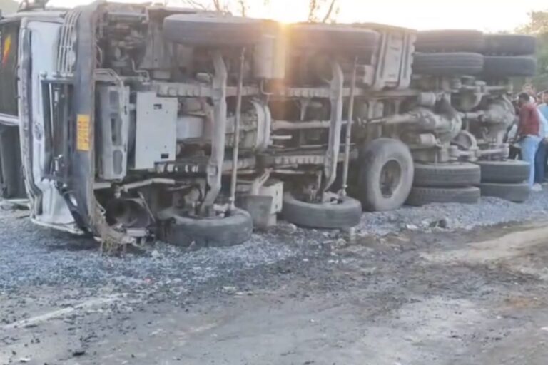 Ambaghata Chaos: Truck Collision Sparks Injuries, Road Blockage, and Massive Traffic Jam